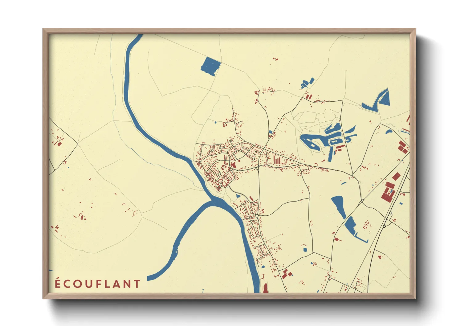 Une affiche de carte sur Écouflant