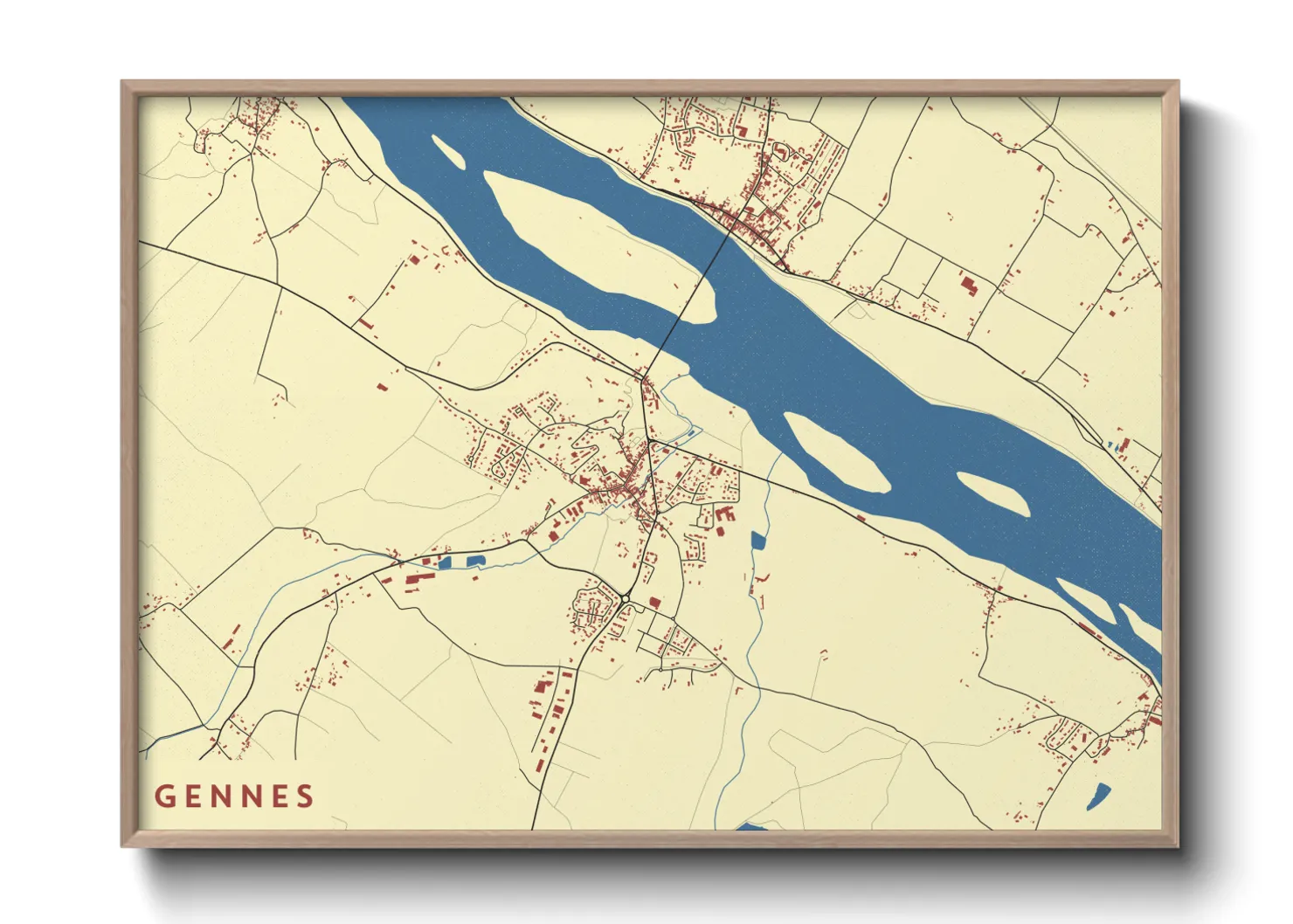 Une affiche de carte sur Gennes