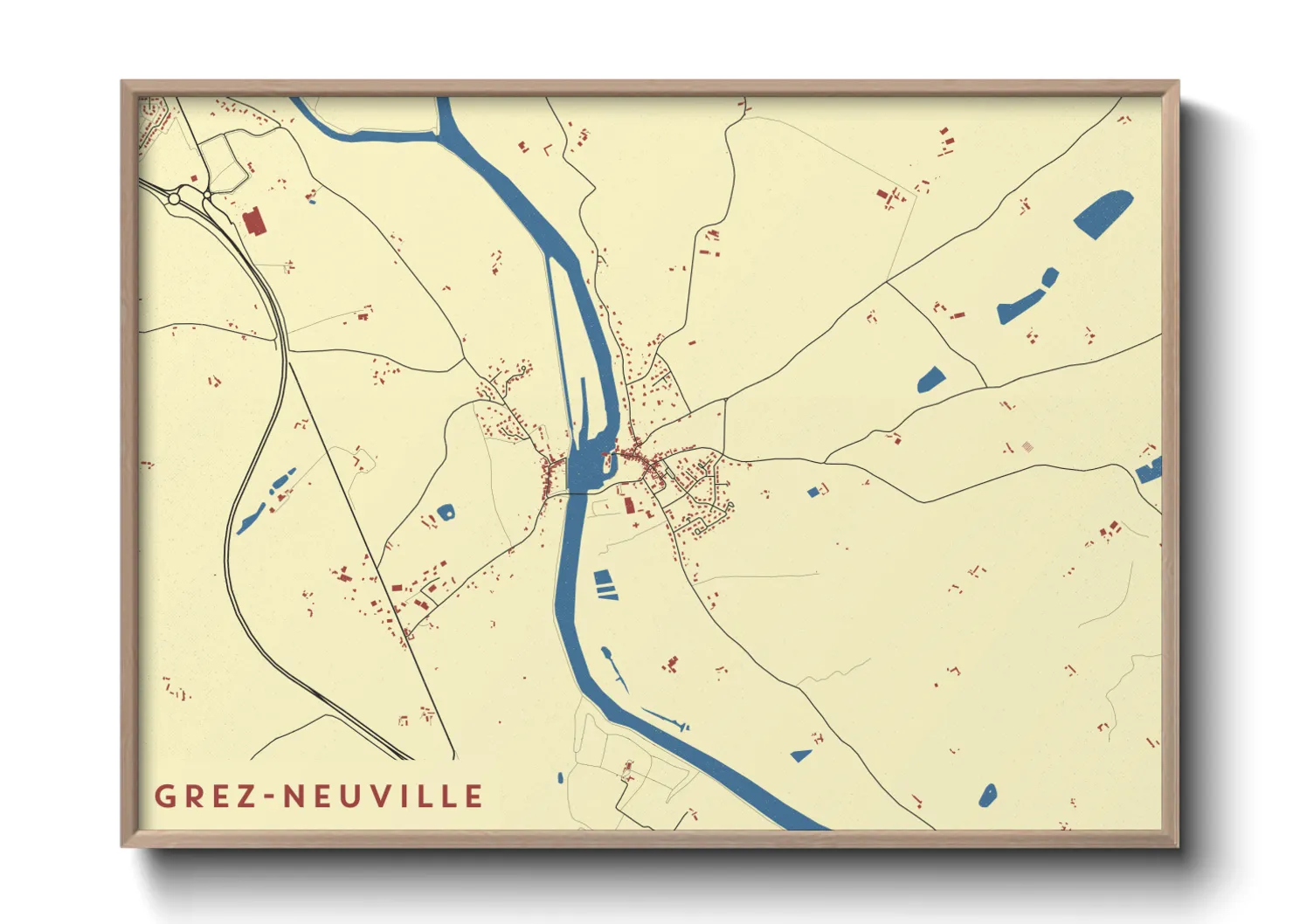 Une affiche de carte sur Grez-Neuville