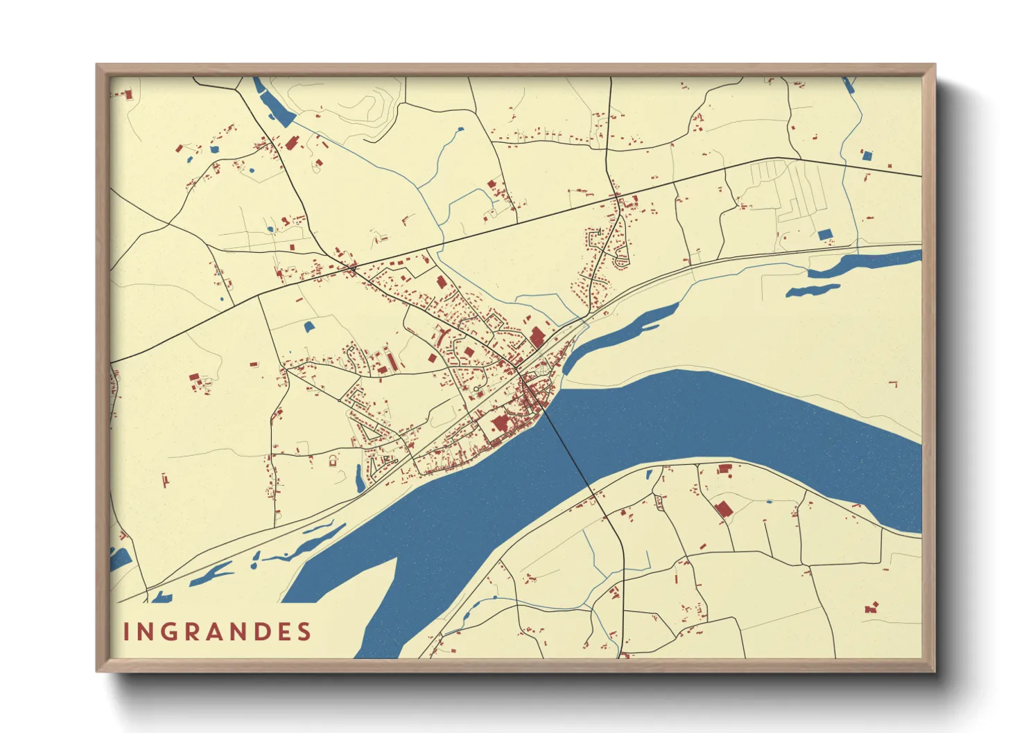 Une affiche de carte sur Ingrandes