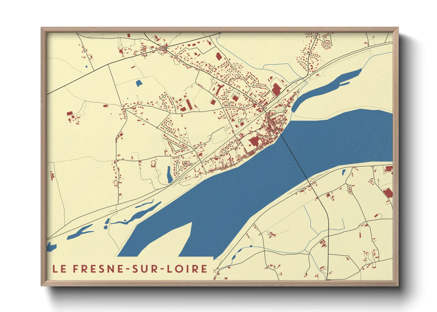 Une affiche de carte sur Le Fresne-sur-Loire