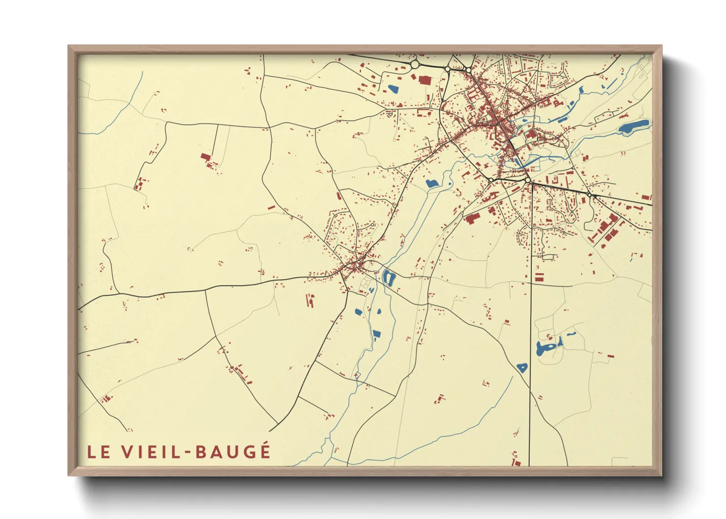 Une affiche de carte sur Le Vieil-Baugé
