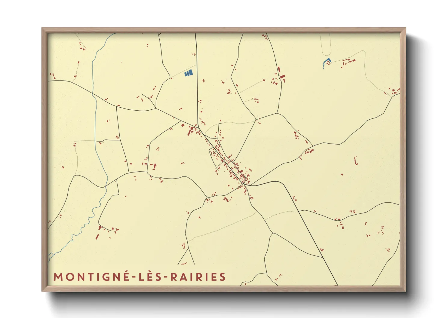 Une affiche de carte sur Montigné-lès-Rairies