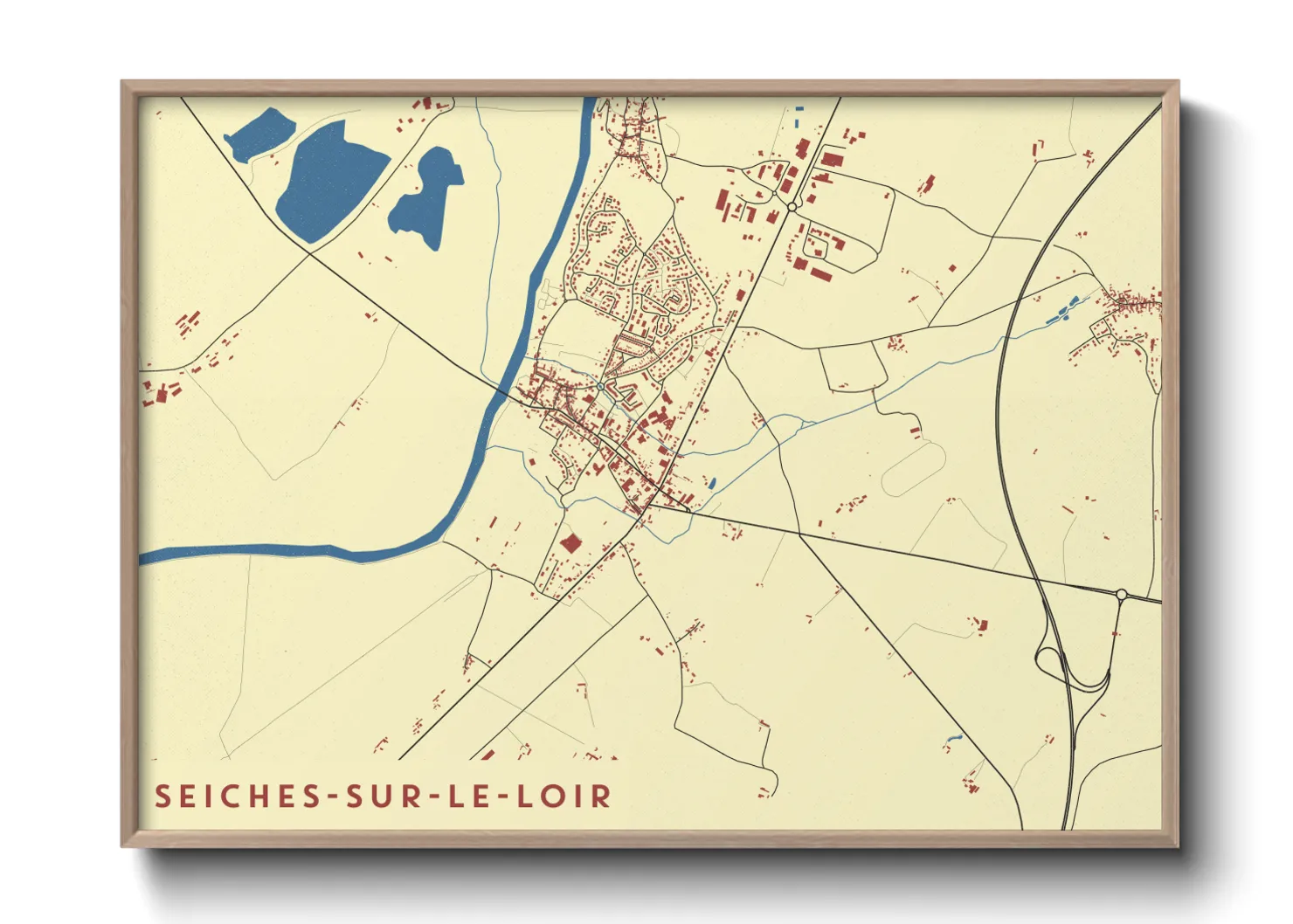 Une affiche de carte sur Seiches-sur-le-Loir
