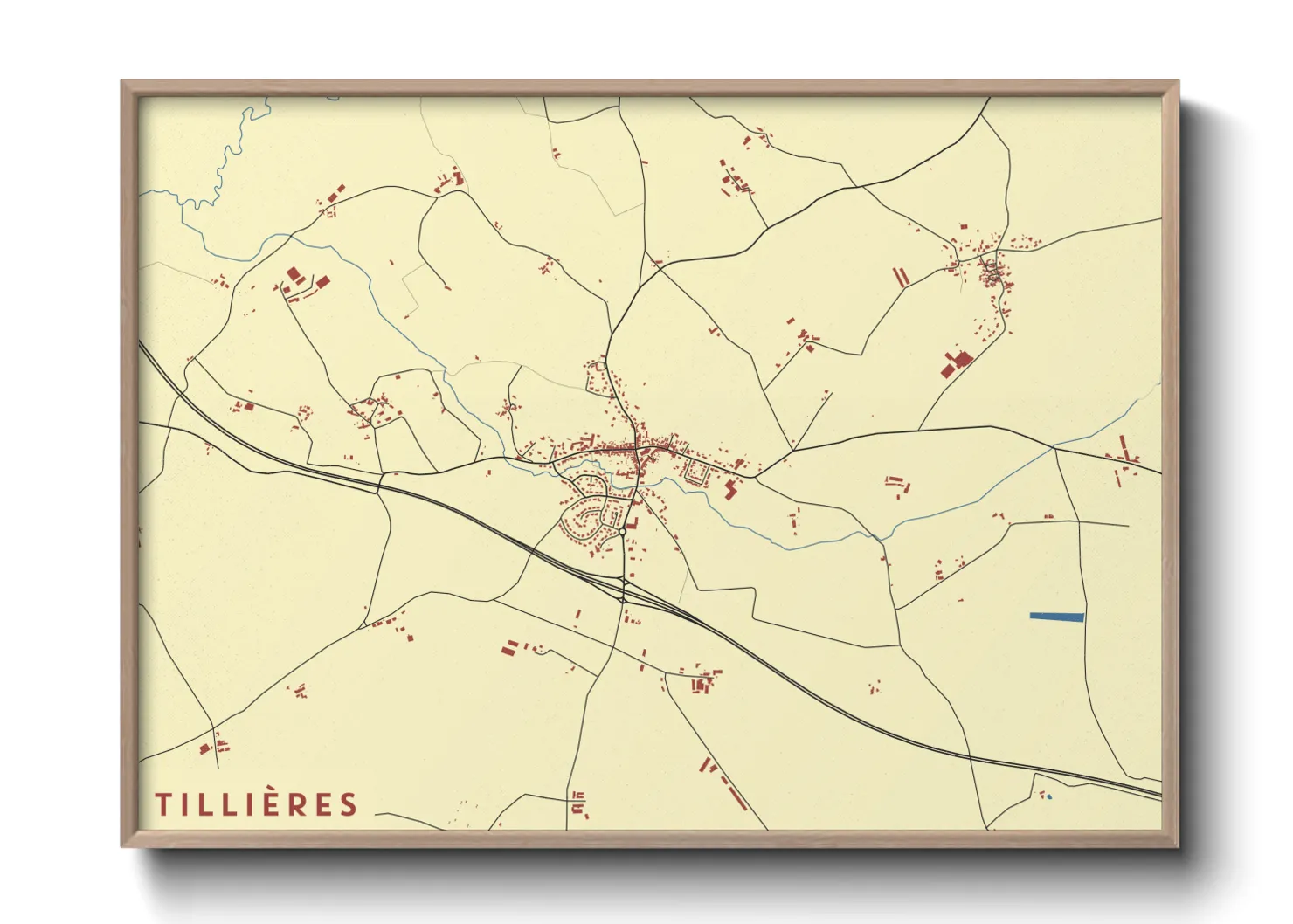 Une affiche de carte sur Tillières