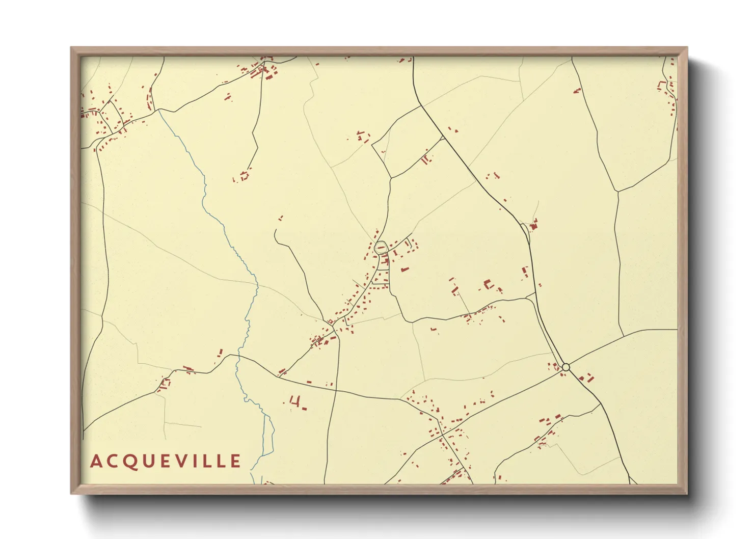 Une affiche de carte sur Acqueville