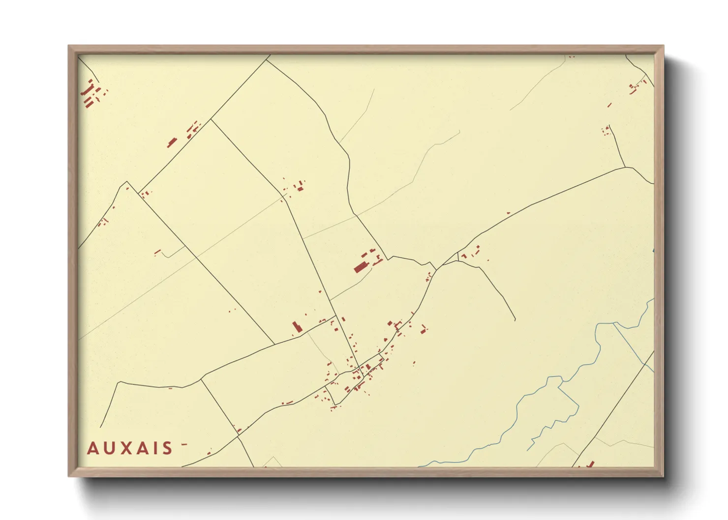 Une affiche de carte sur Auxais