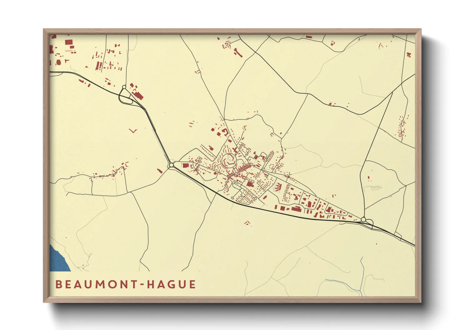 Une affiche de carte sur Beaumont-Hague