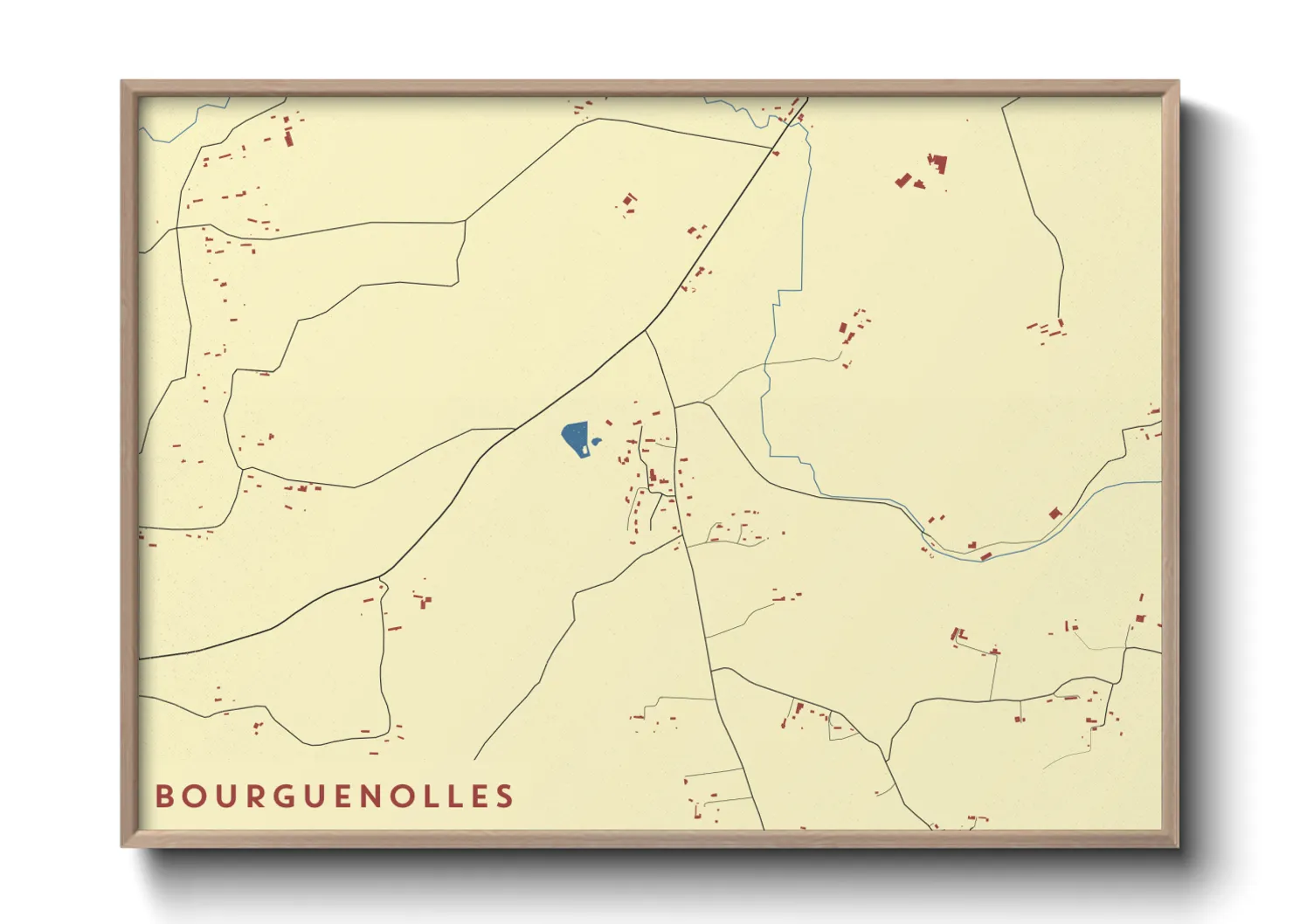Une affiche de carte sur Bourguenolles