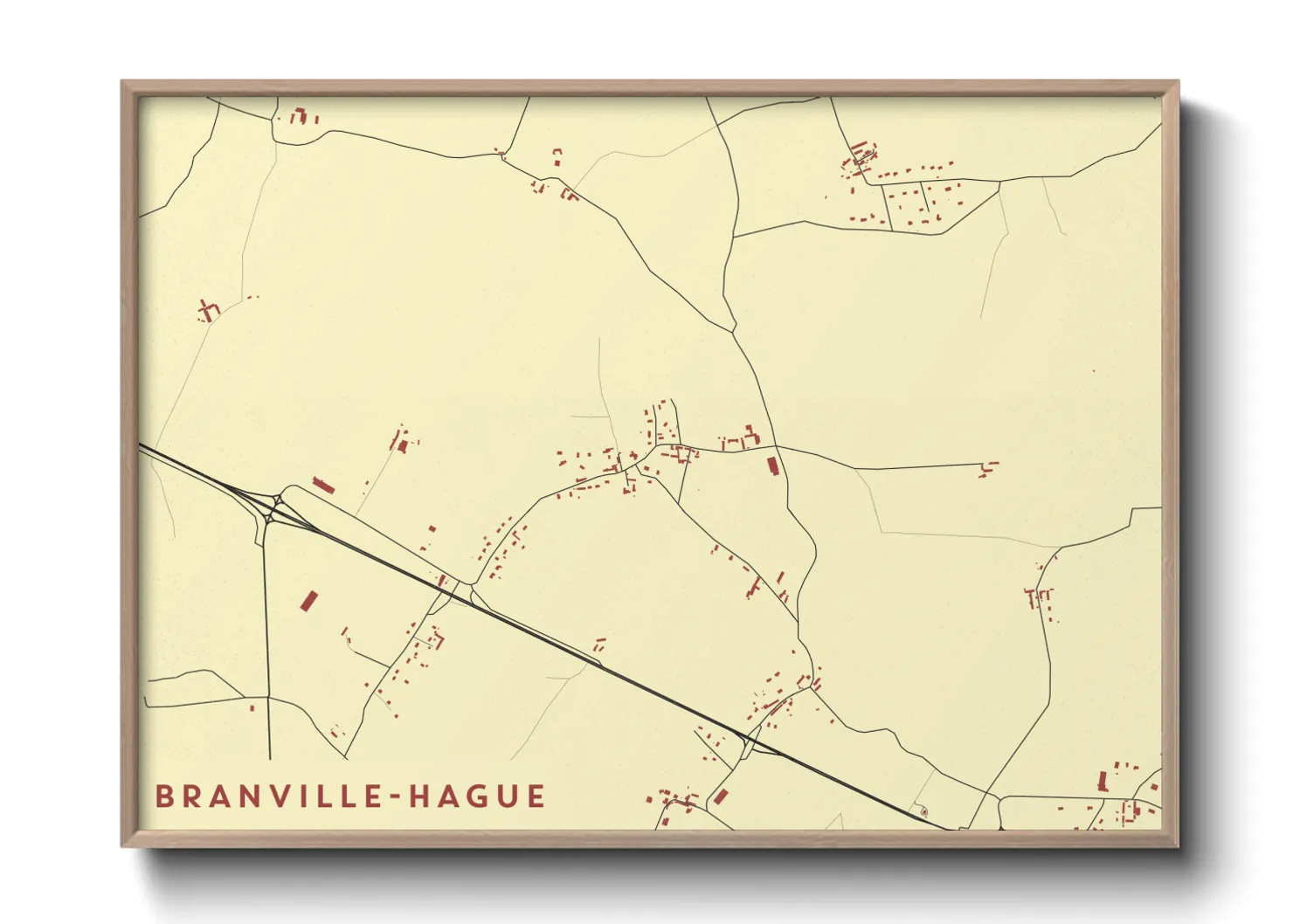 Une affiche de carte sur Branville-Hague