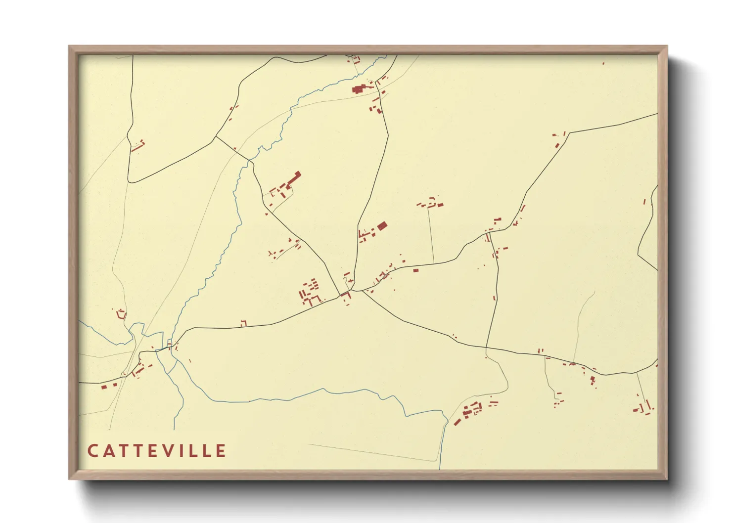 Une affiche de carte sur Catteville