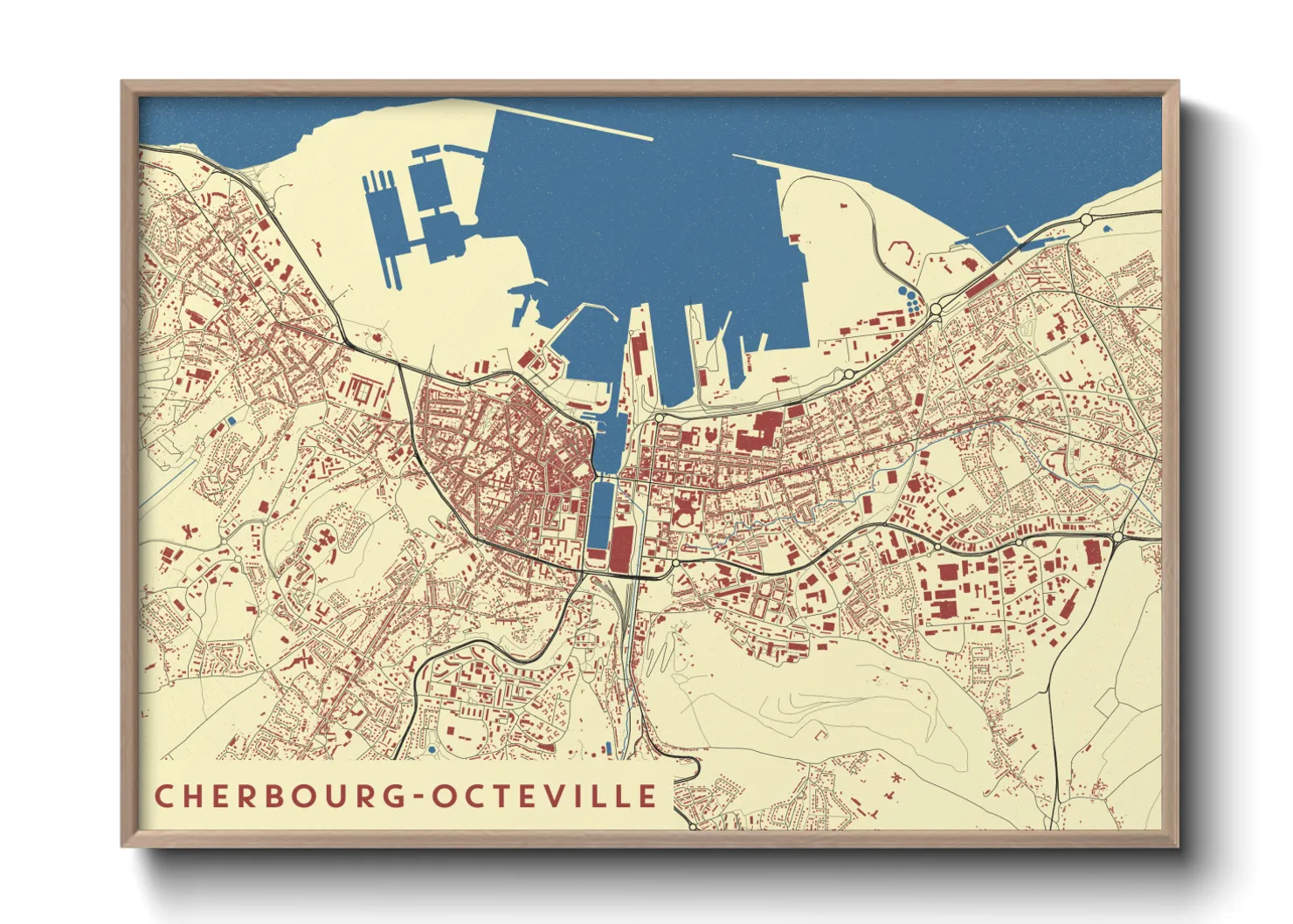 Une affiche de carte sur Cherbourg-Octeville