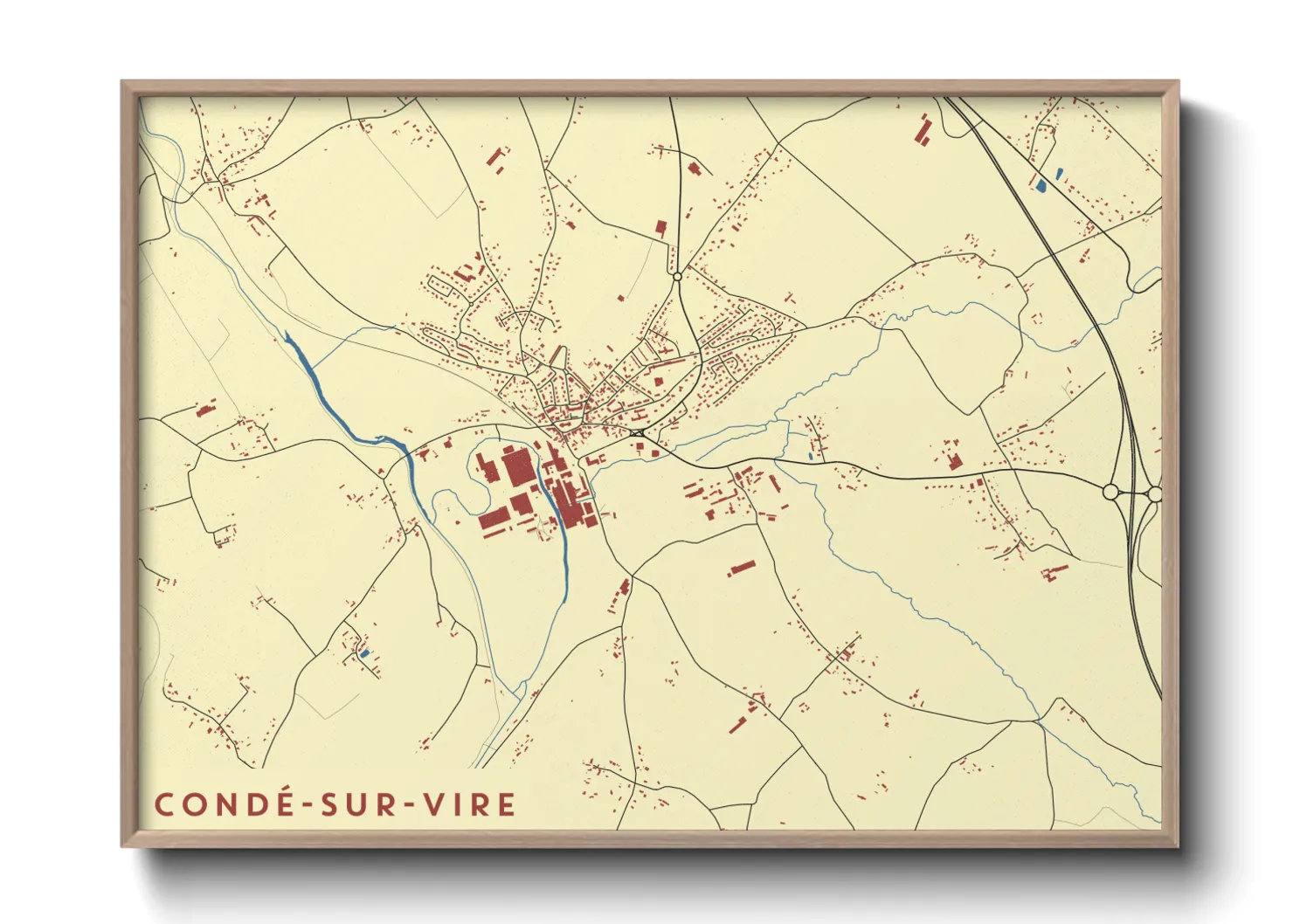 Une affiche de carte sur Condé-sur-Vire