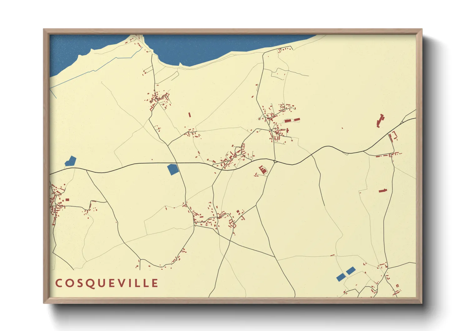 Une affiche de carte sur Cosqueville