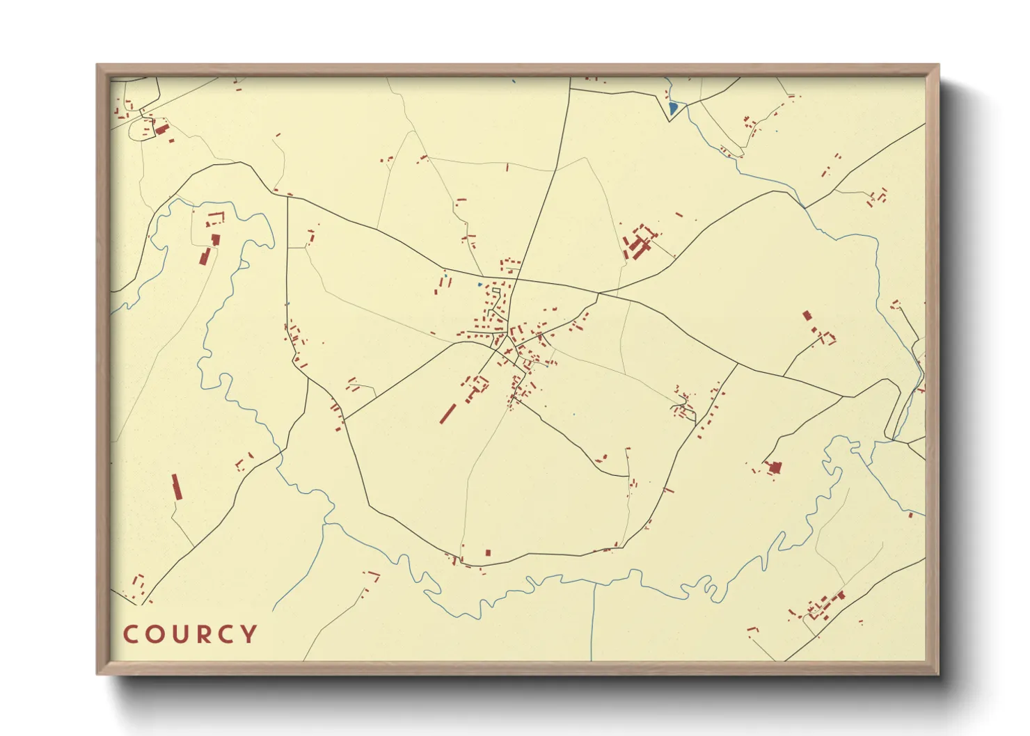 Une affiche de carte sur Courcy