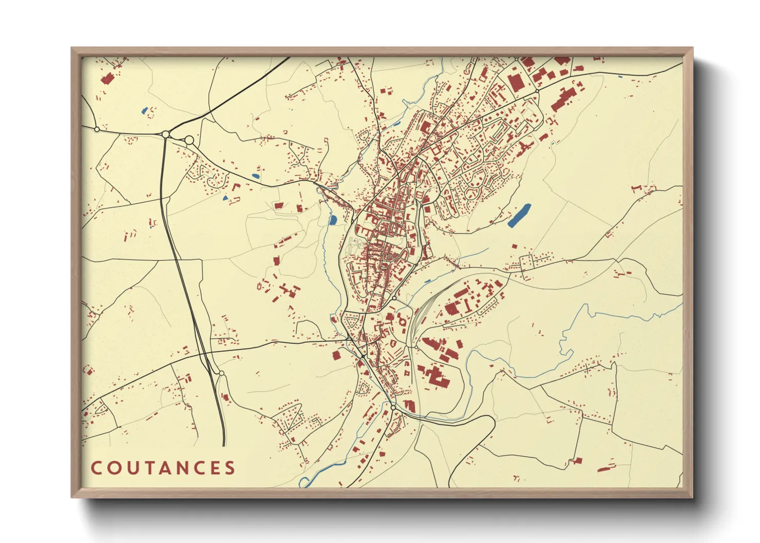 Une affiche de carte sur Coutances