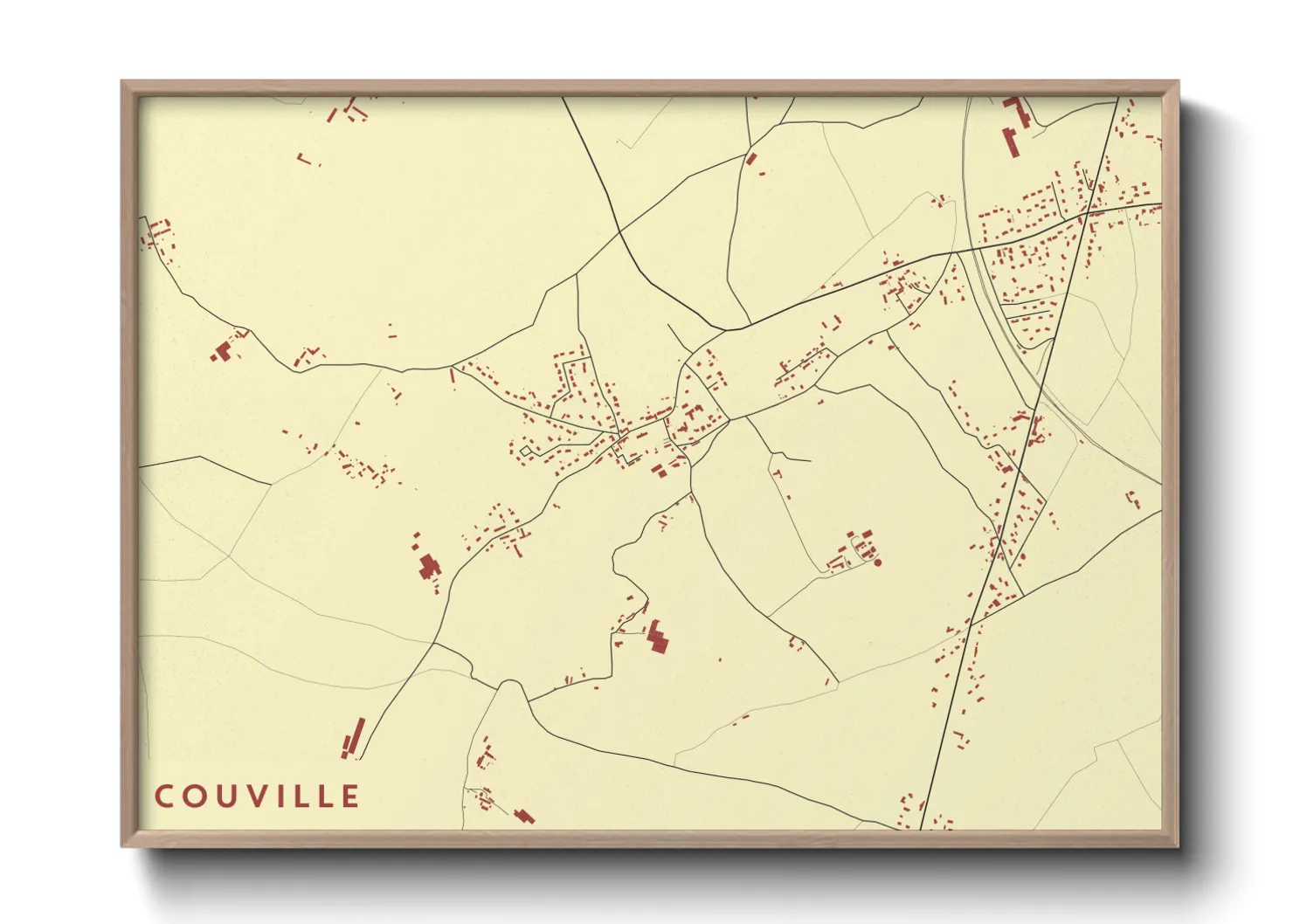 Une affiche de carte sur Couville