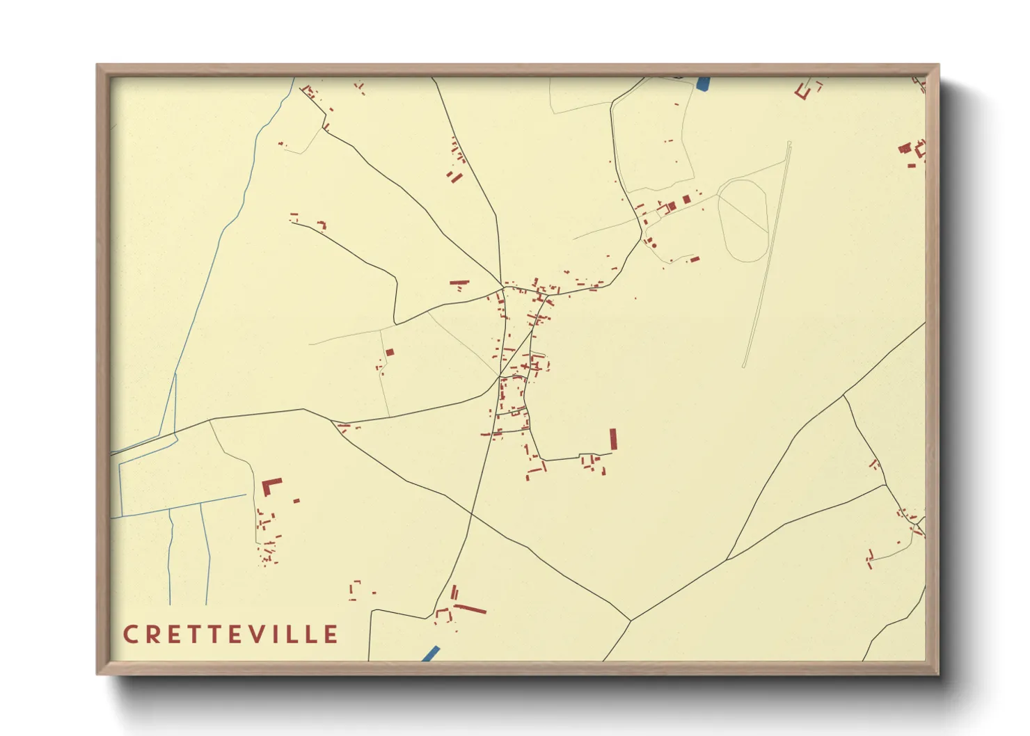 Une affiche de carte sur Cretteville