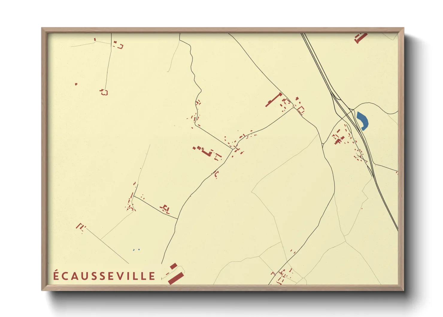 Une affiche de carte sur Écausseville