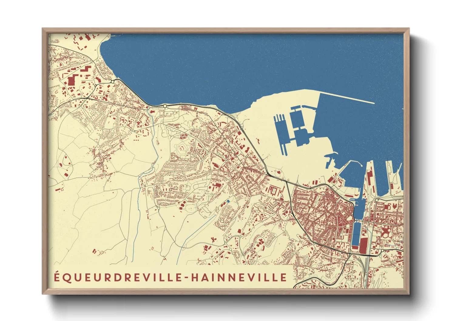 Une affiche de carte sur Équeurdreville-Hainneville
