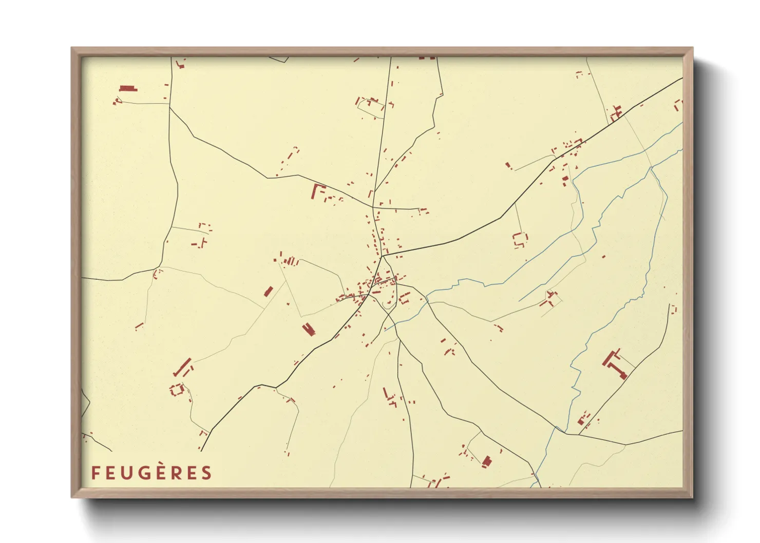 Une affiche de carte sur Feugères