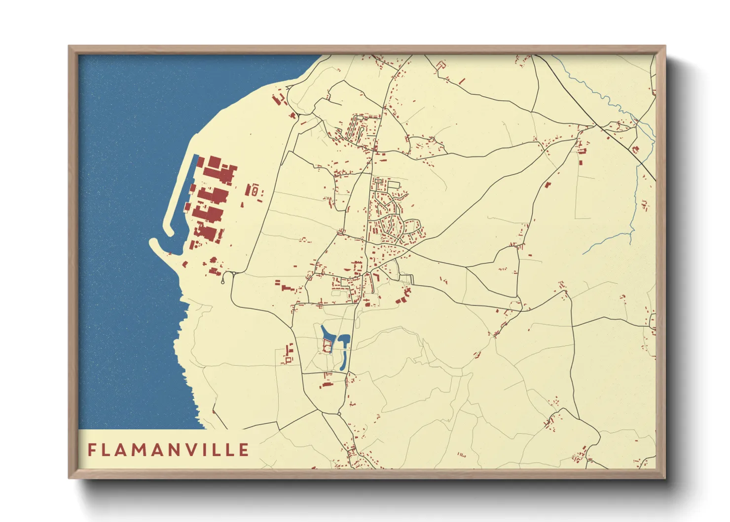 Une affiche de carte sur Flamanville