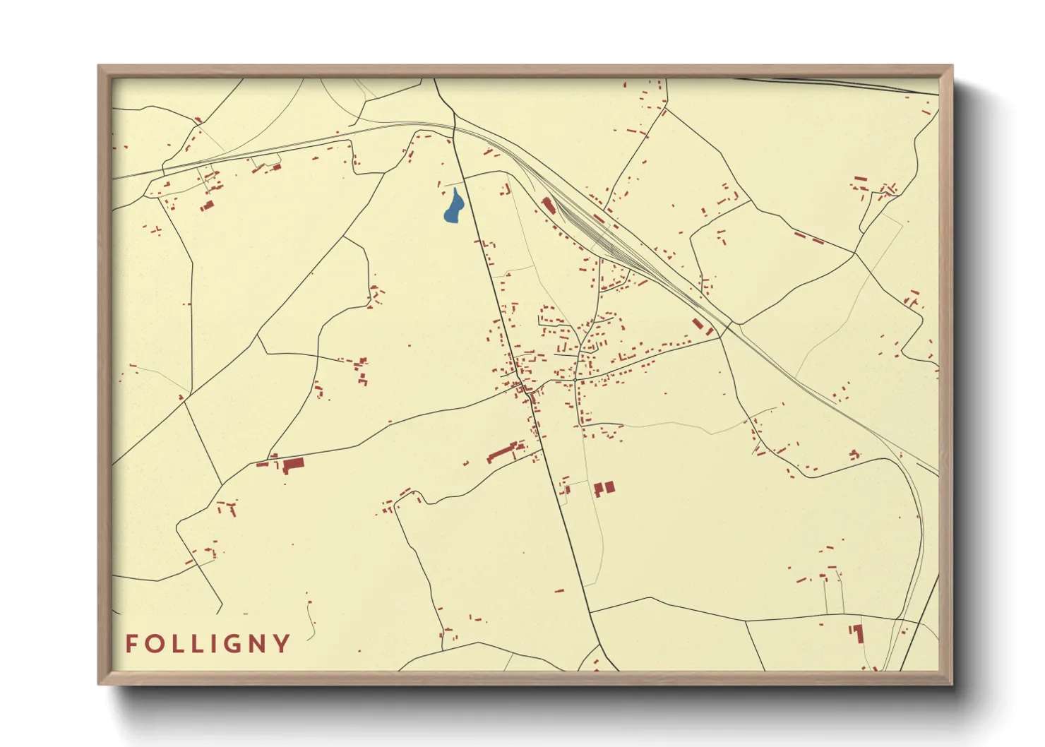 Une affiche de carte sur Folligny