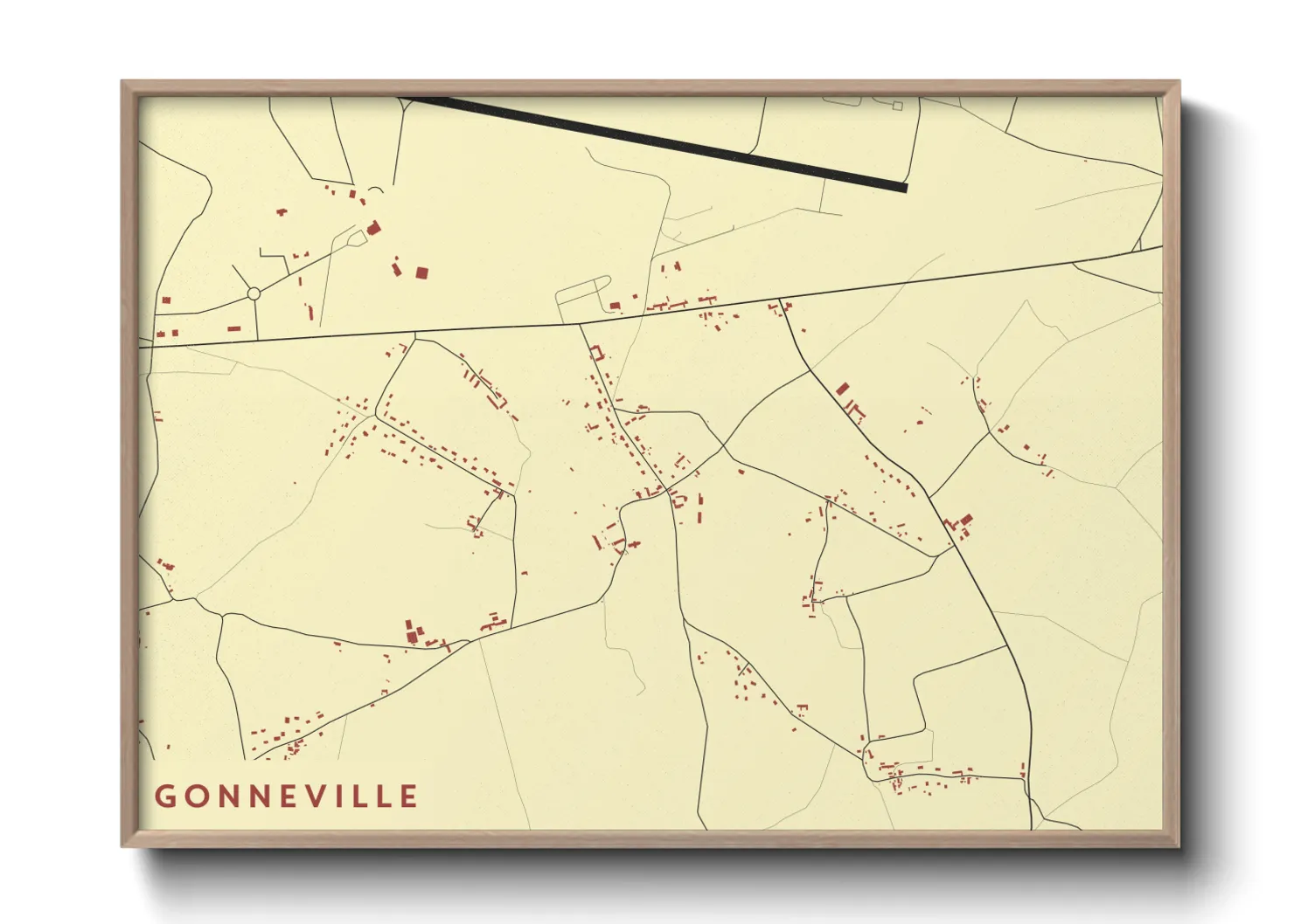 Une affiche de carte sur Gonneville