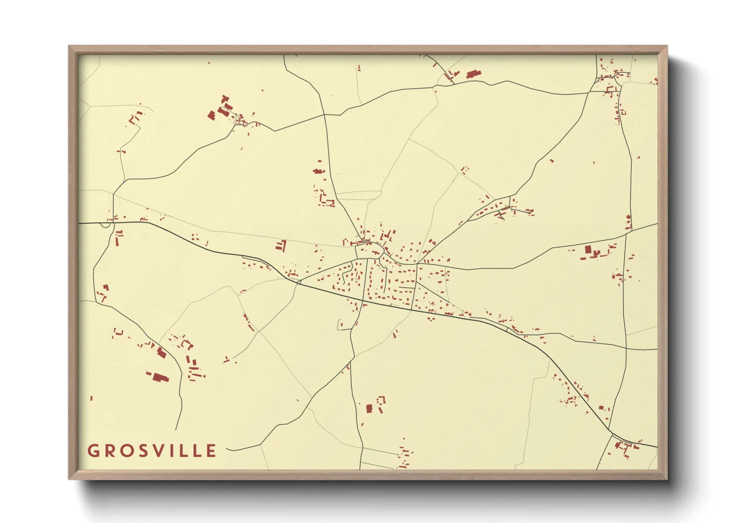 Une affiche de carte sur Grosville