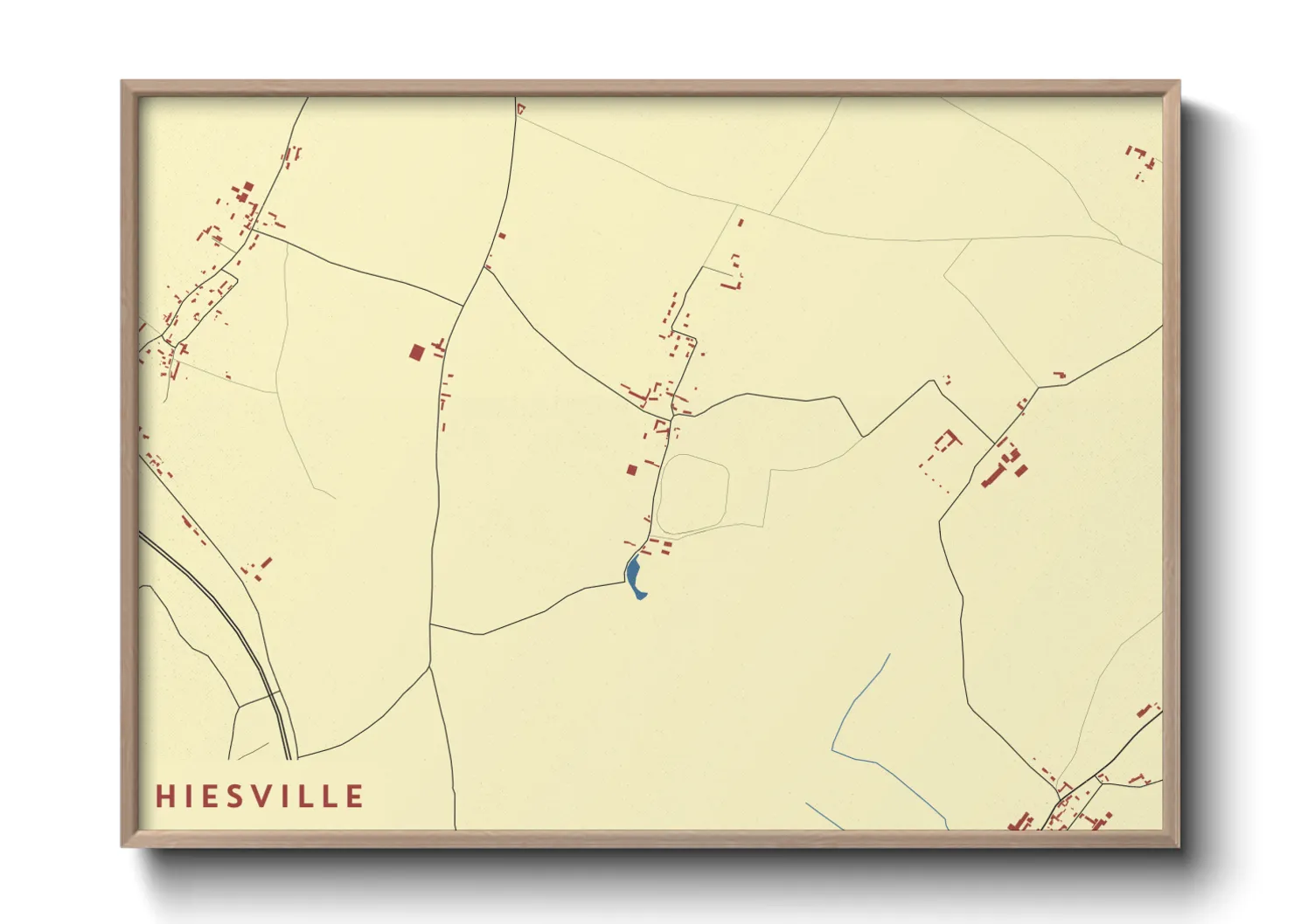 Une affiche de carte sur Hiesville