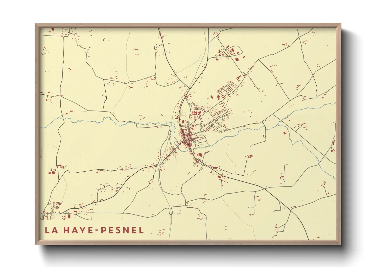 Une affiche de carte sur La Haye-Pesnel
