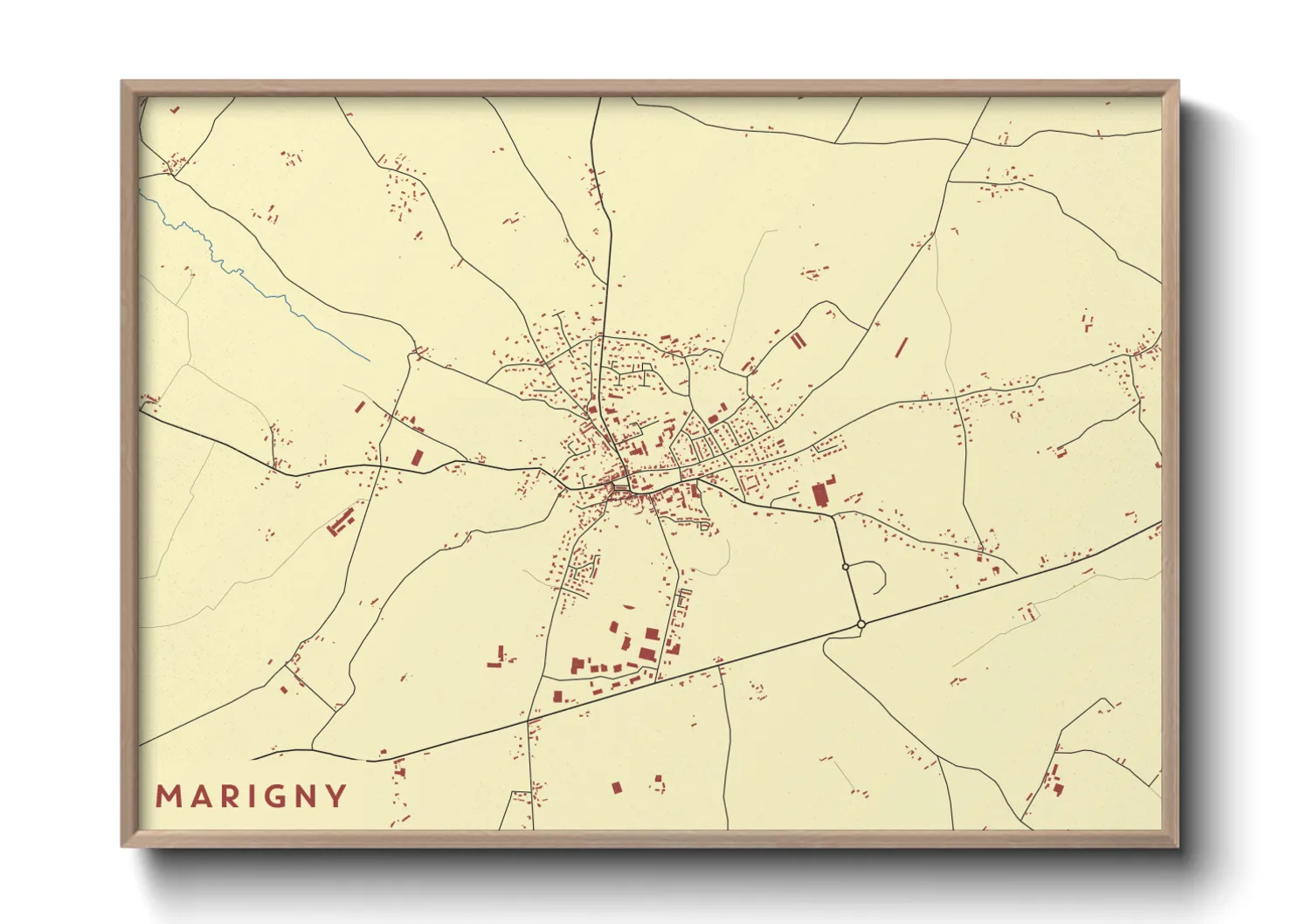 Une affiche de carte sur Marigny
