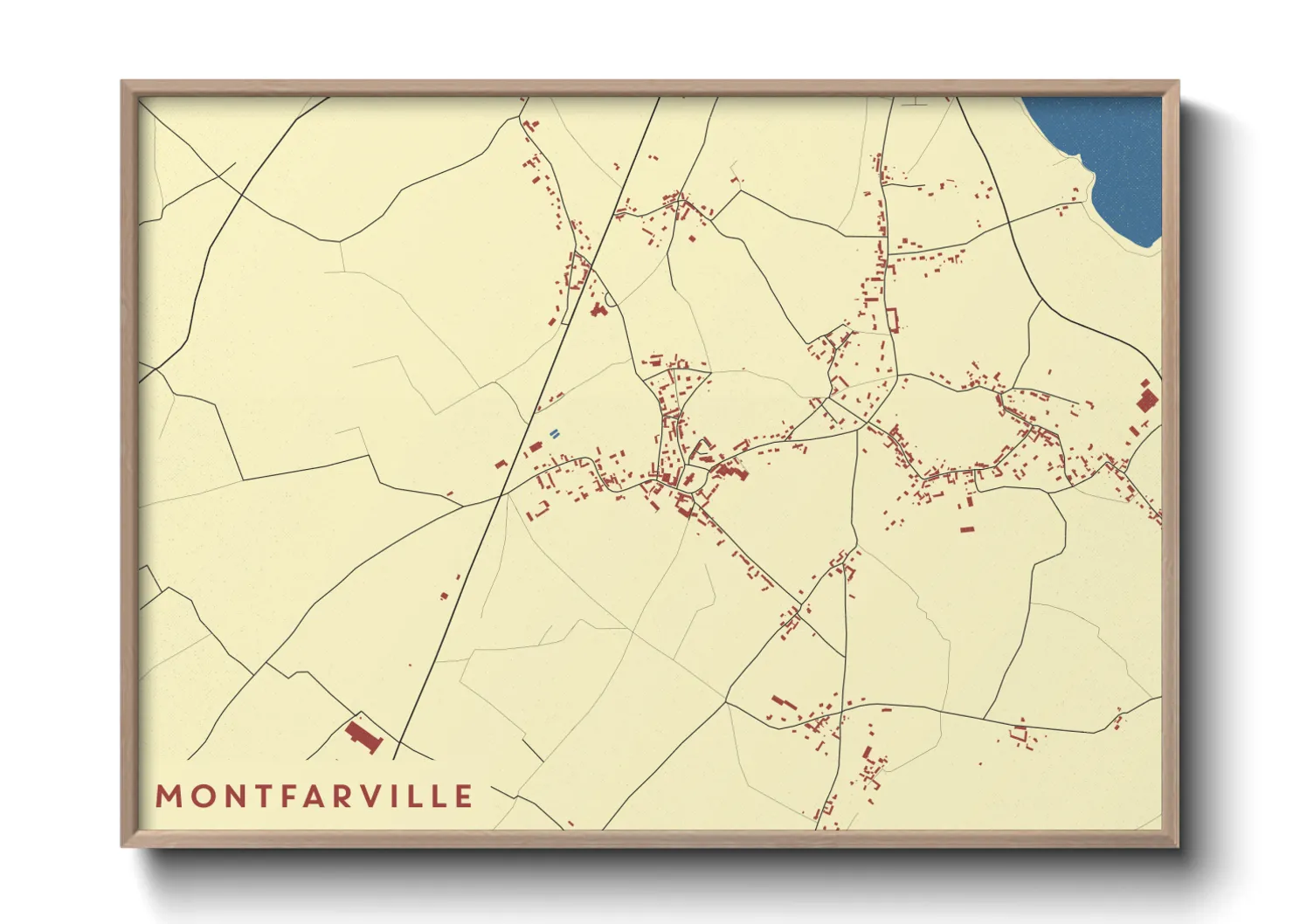 Une affiche de carte sur Montfarville