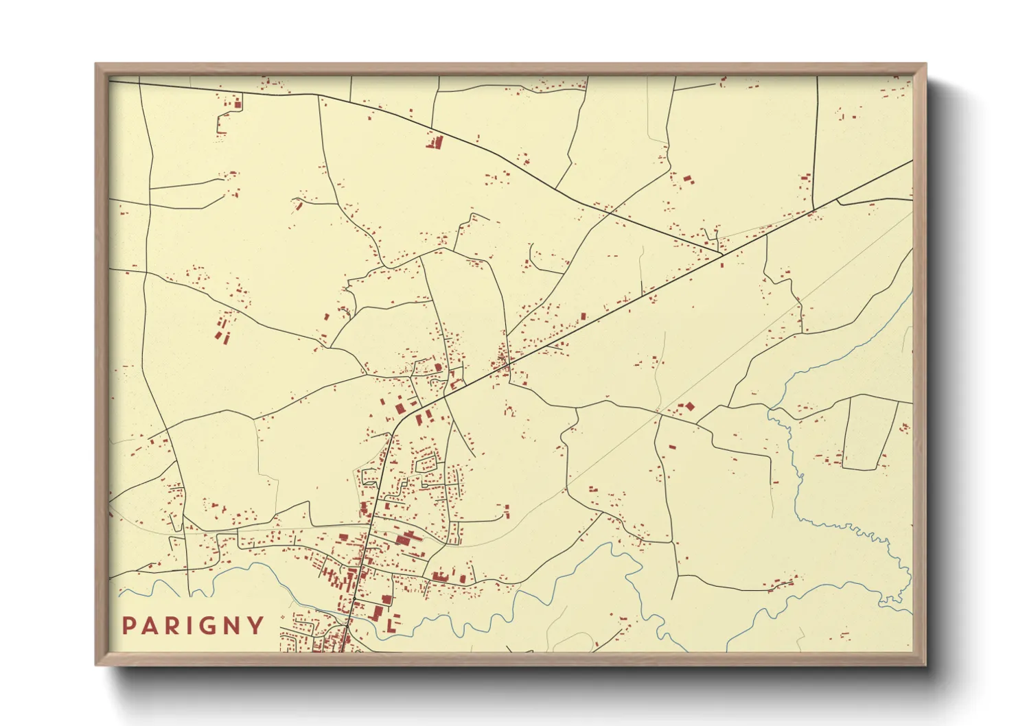 Une affiche de carte sur Parigny