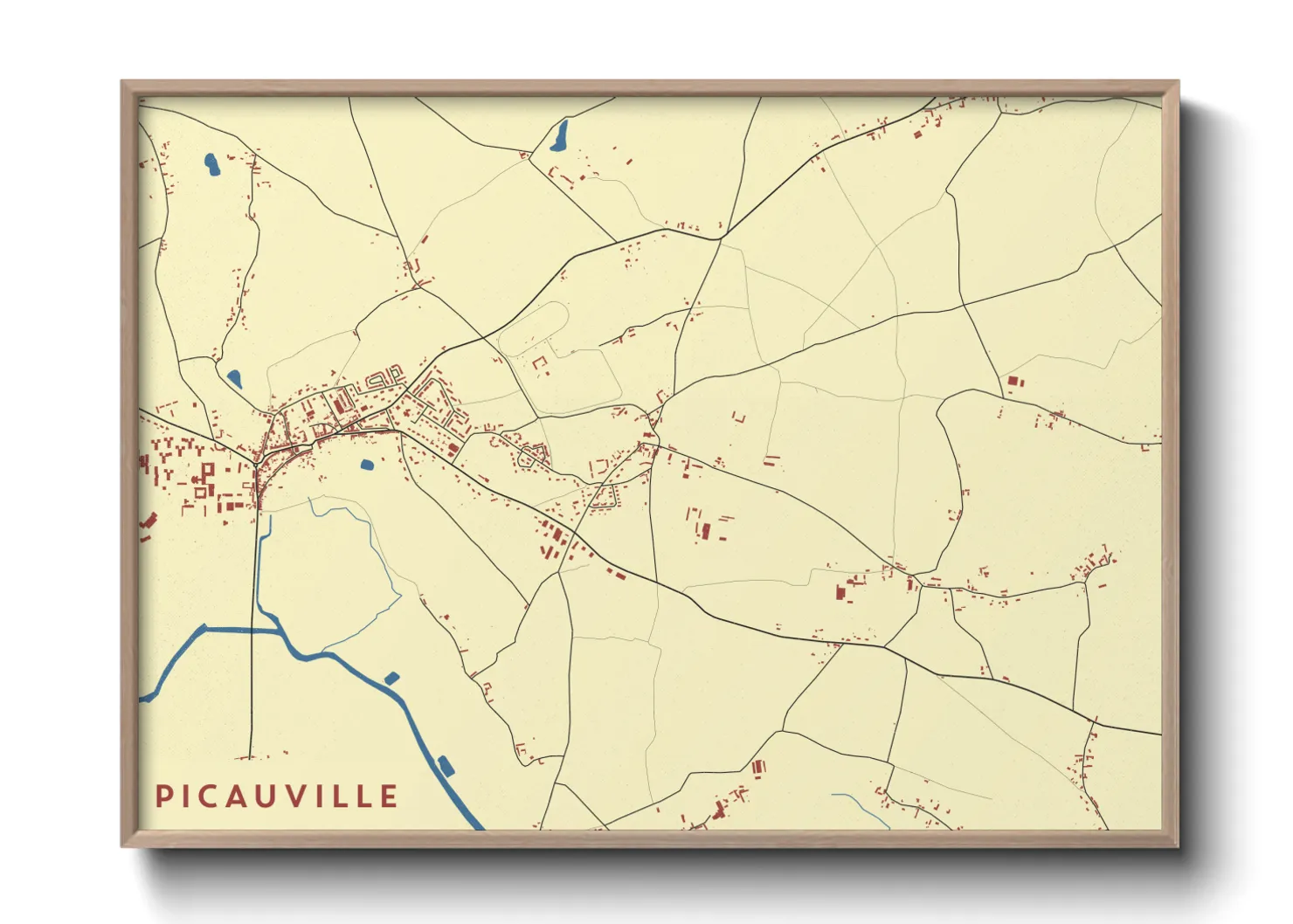 Une affiche de carte sur Picauville
