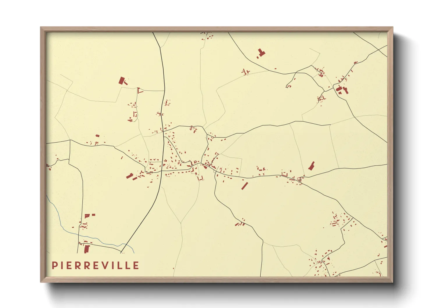 Une affiche de carte sur Pierreville