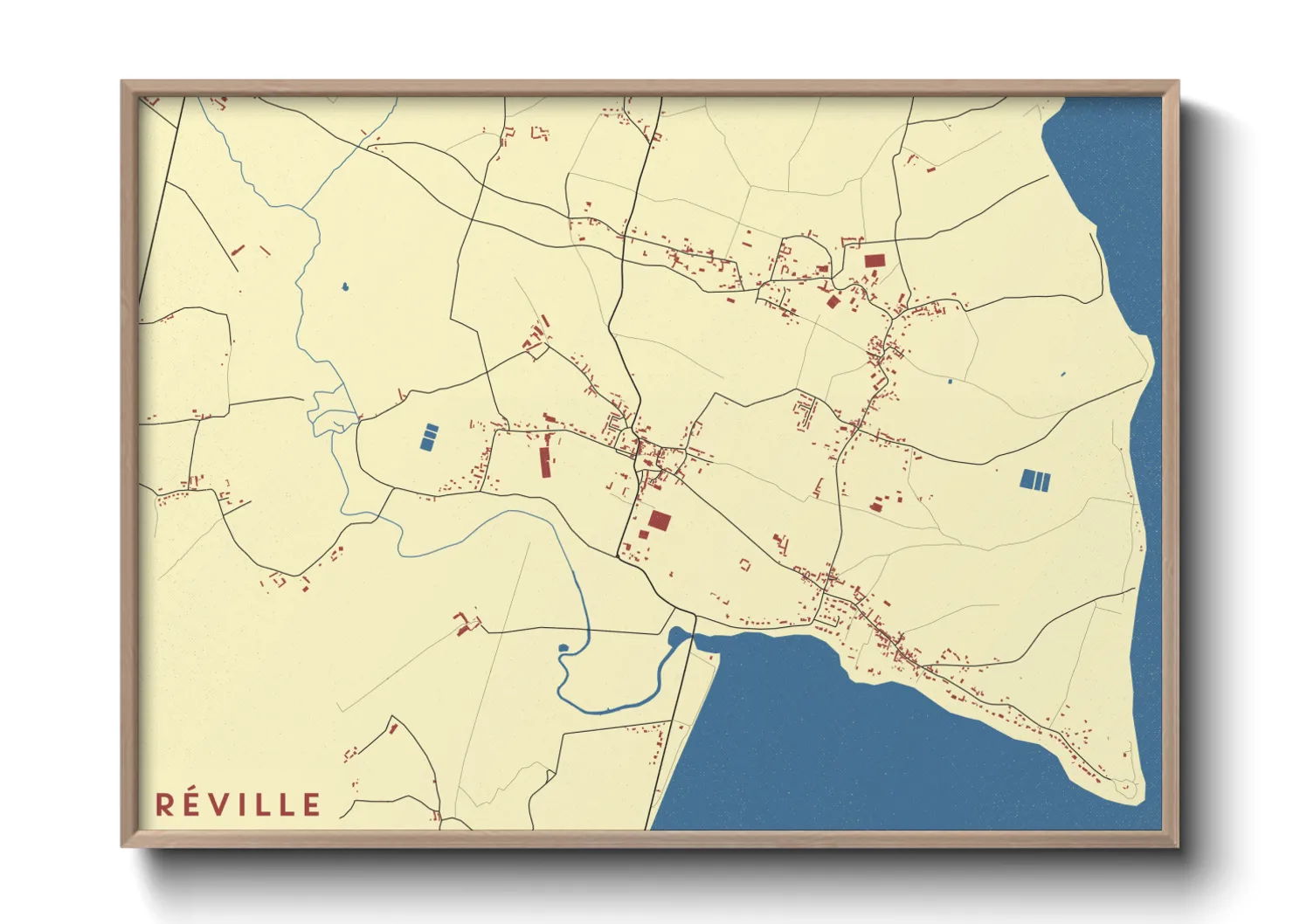 Une affiche de carte sur Réville