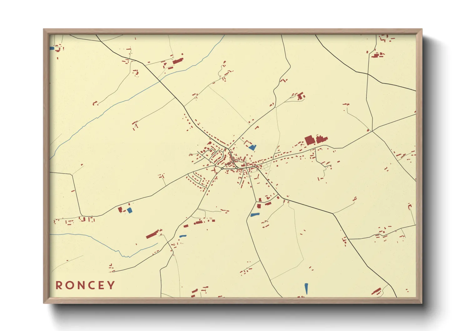 Une affiche de carte sur Roncey