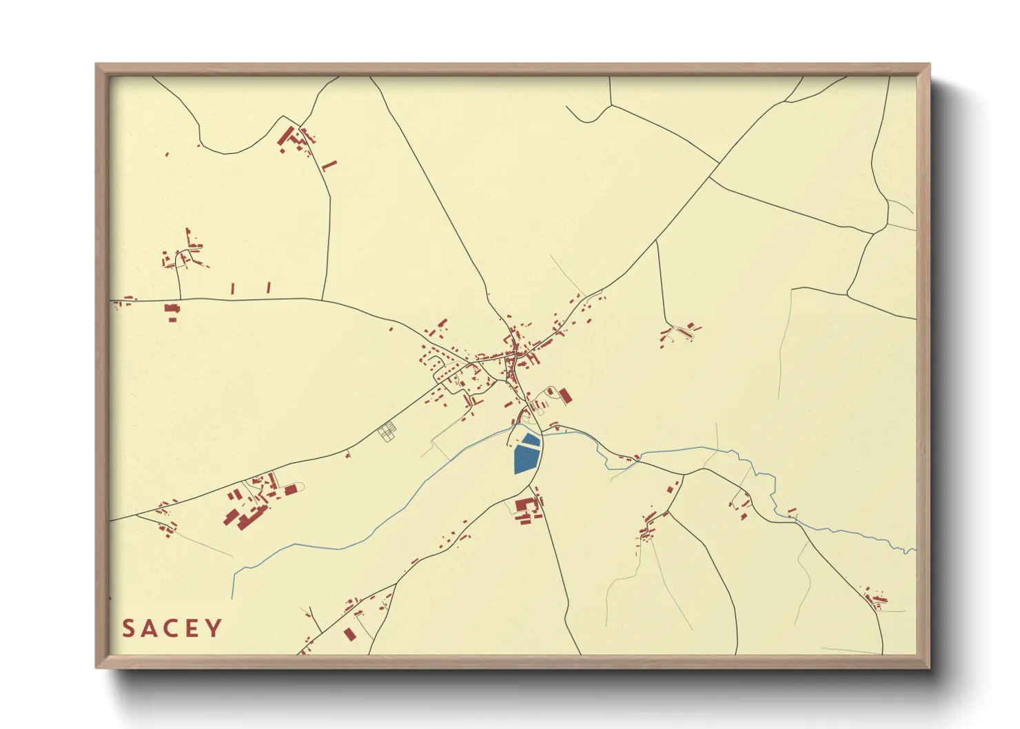 Une affiche de carte sur Sacey