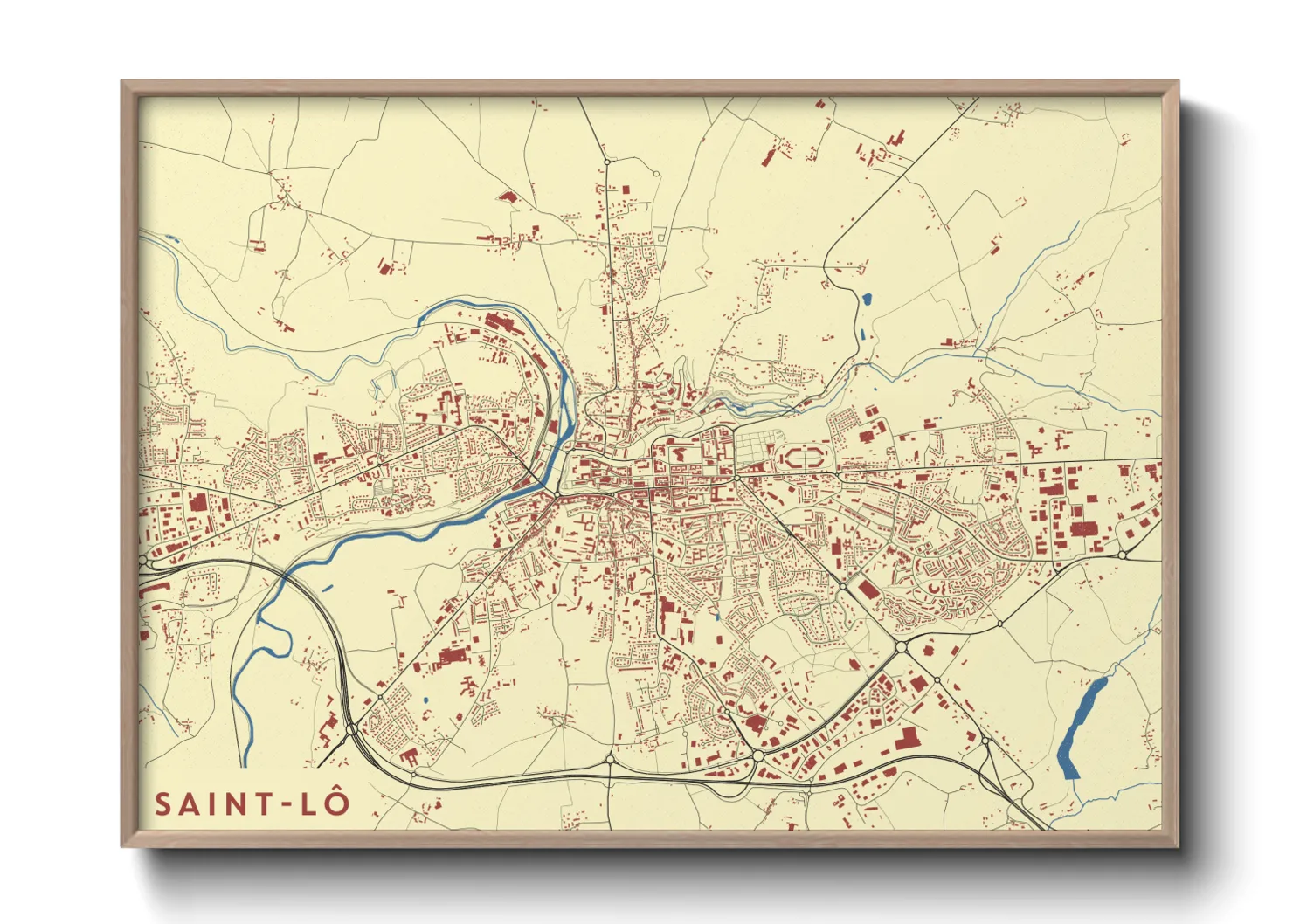 Une affiche de carte sur Saint-Lô