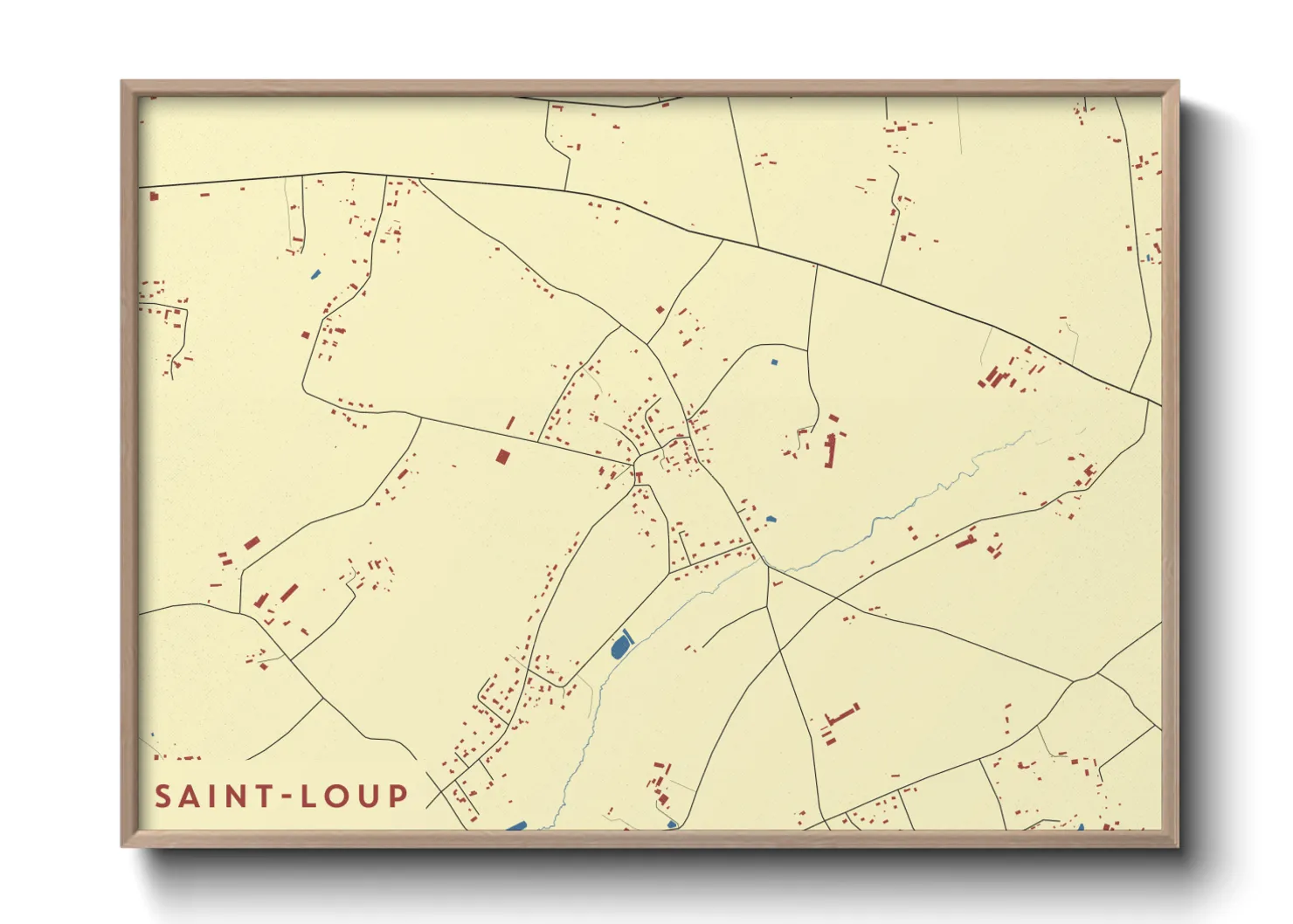 Une affiche de carte sur Saint-Loup