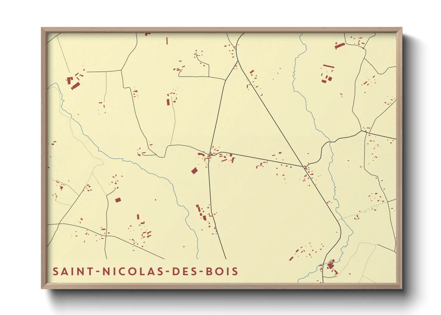 Une affiche de carte sur Saint-Nicolas-des-Bois