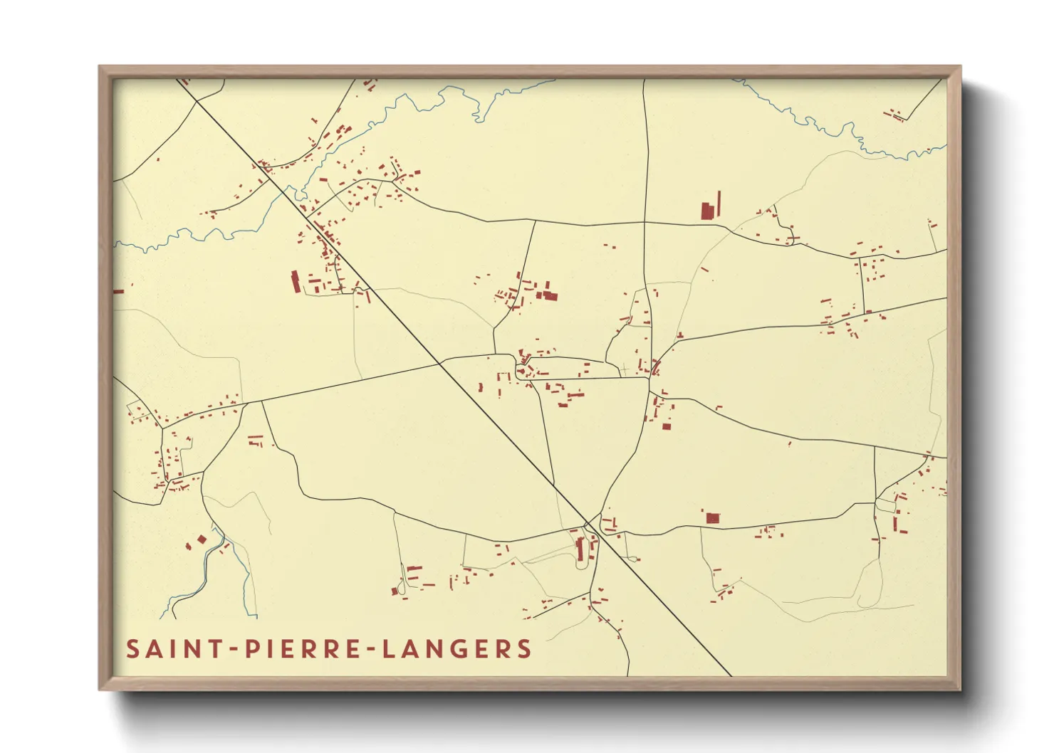 Une affiche de carte sur Saint-Pierre-Langers