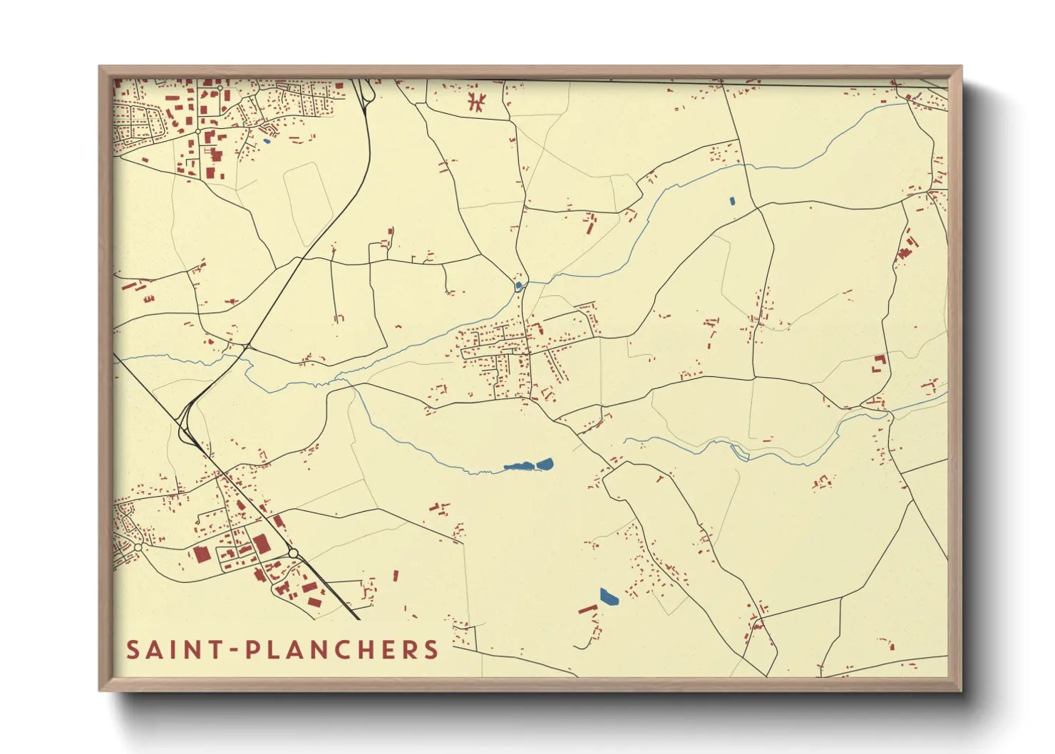 Une affiche de carte sur Saint-Planchers