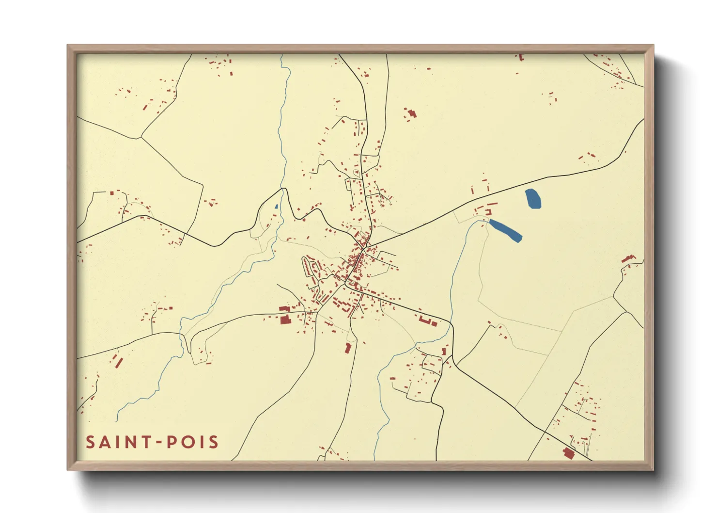 Une affiche de carte sur Saint-Pois