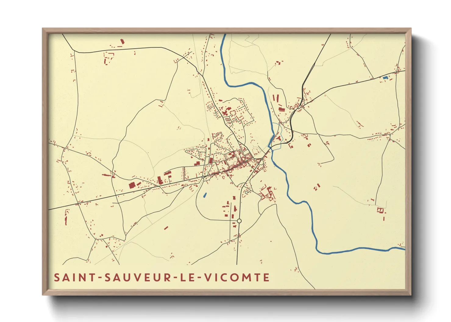 Une affiche de carte sur Saint-Sauveur-le-Vicomte