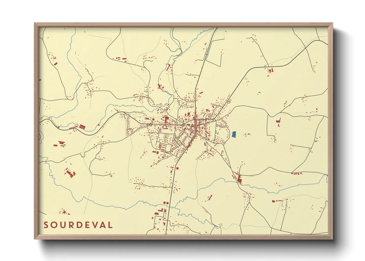 Une affiche de carte sur Sourdeval