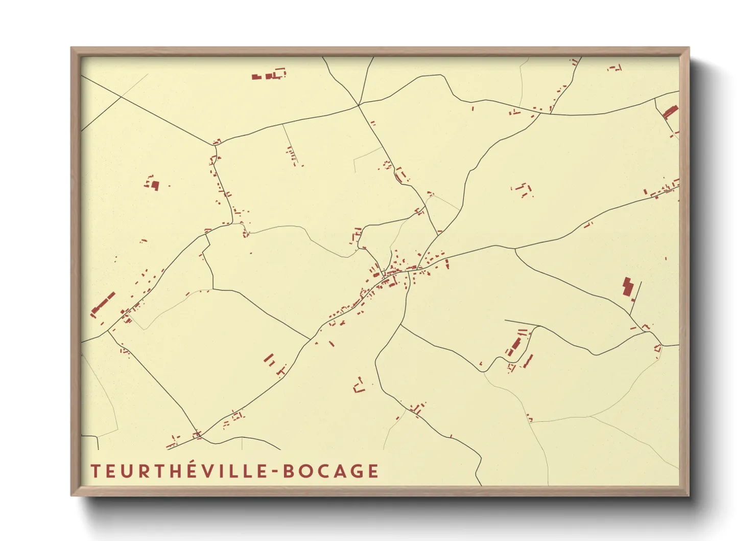 Une affiche de carte sur Teurthéville-Bocage