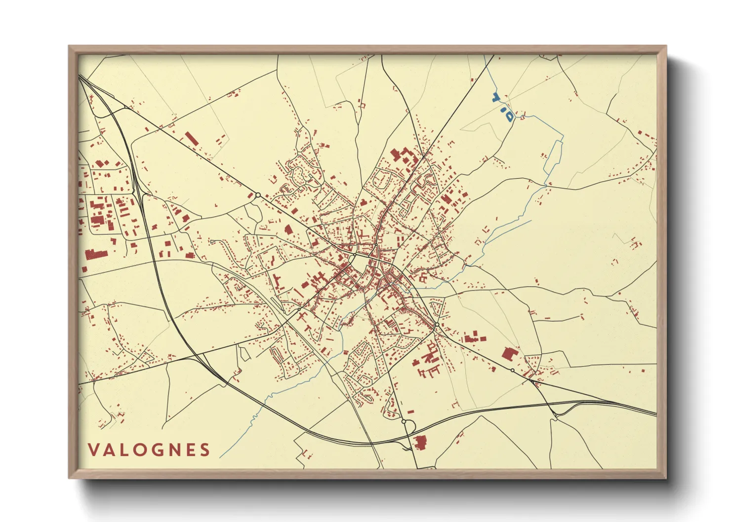 Une affiche de carte sur Valognes