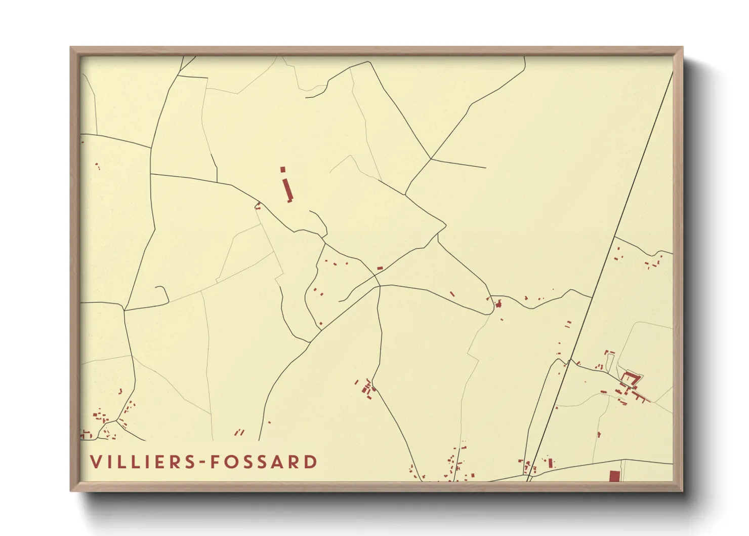 Une affiche de carte sur Villiers-Fossard